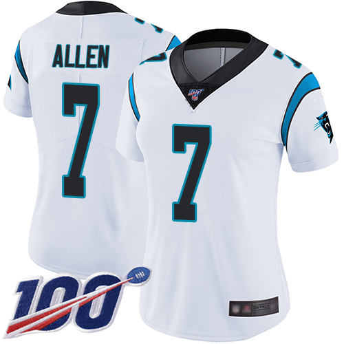 Carolina Panthers Limited White Women Kyle Allen Road Jersey NFL Football #7 100th Season Vapor Untouchable